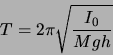 \begin{displaymath}T=2\pi\sqrt{\frac{I_{0}}{Mgh}} \end{displaymath}